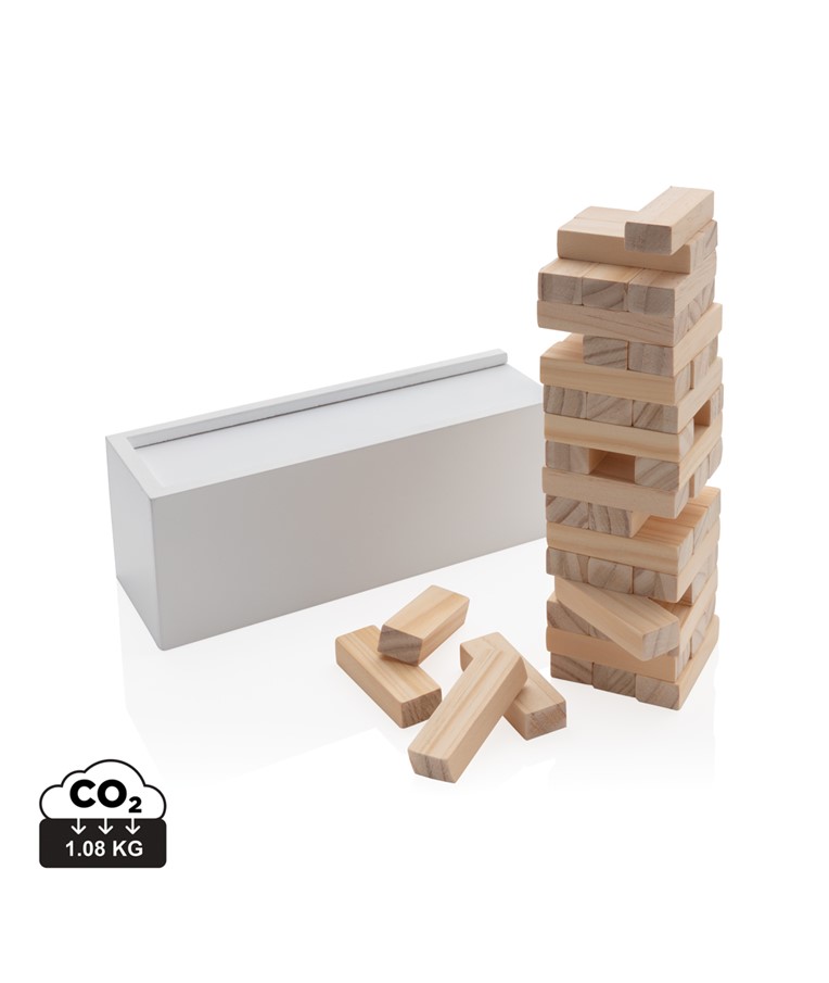 FSC® Deluxe igra zlaganja lesenih kock v prevrnjenem stolpu