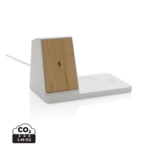 Ontario recycled plastic & bamboo 3-in-1 wireless charger
