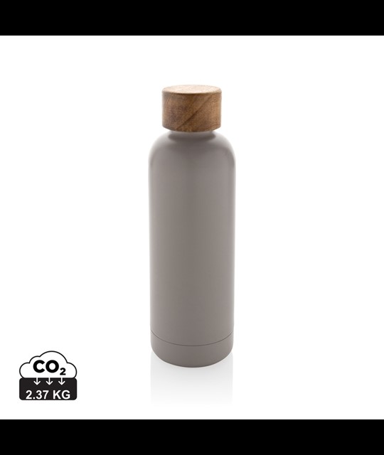 Wood RCS certified recycled stainless steel vacuum bottle