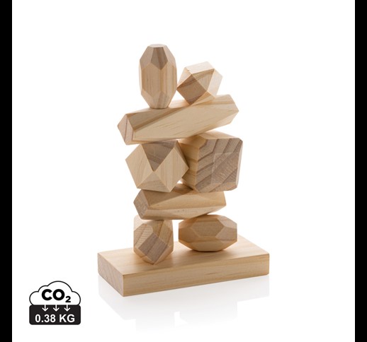 Ukiyo Crios wooden balancing rocks in pouch