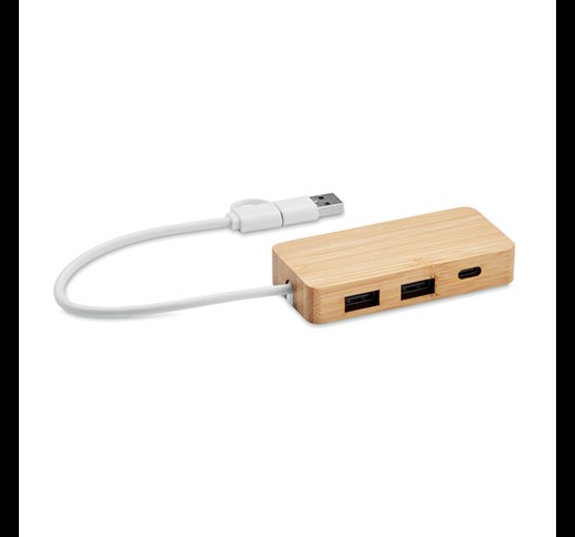 HUBBAM - Bambusovo zvezdišče s 3 vhodi USB