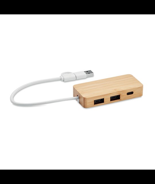 HUBBAM - Bambusovo zvezdišče s 3 vhodi USB
