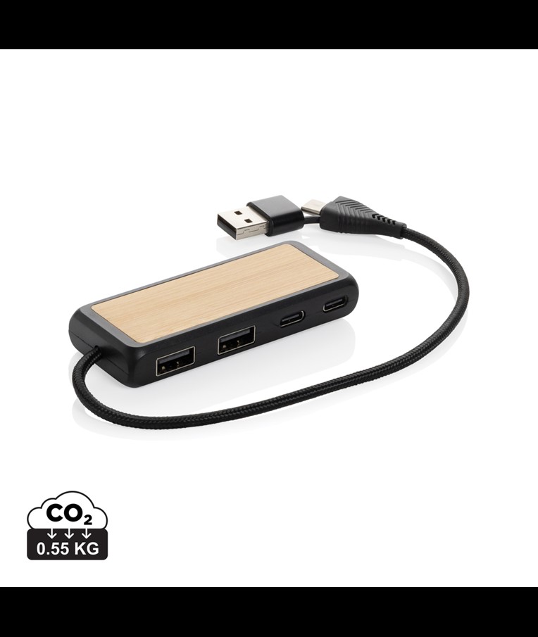 Zvezdišče USB z dvojnim vhodom Link RCS iz reciklirane plastike in bambusa