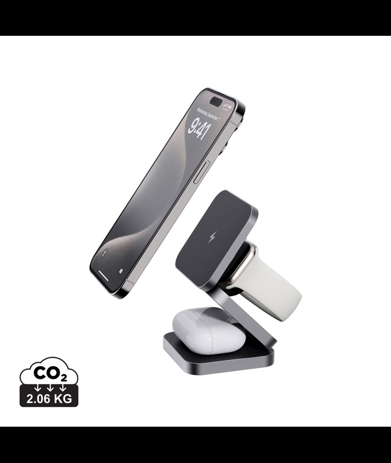 Zložljiv polnilnik 3 v 1 15 W Terra RCS iz recikliranega aluminija