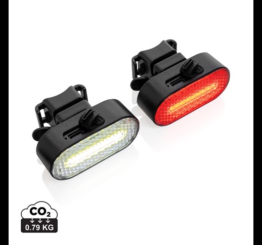 Lumino RCS recycled plastic USB re-chargeable bike light set