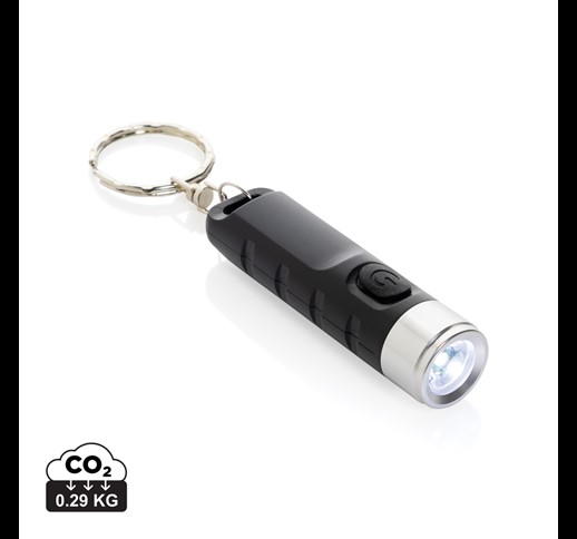 Globix RCS recycled plastic USB re-chargeable keychain torch