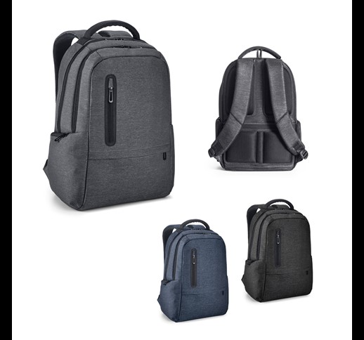 RE-BOSTON. 2Tone recycled nylon waterproof laptop backpack with 210D recycled polyester compartment