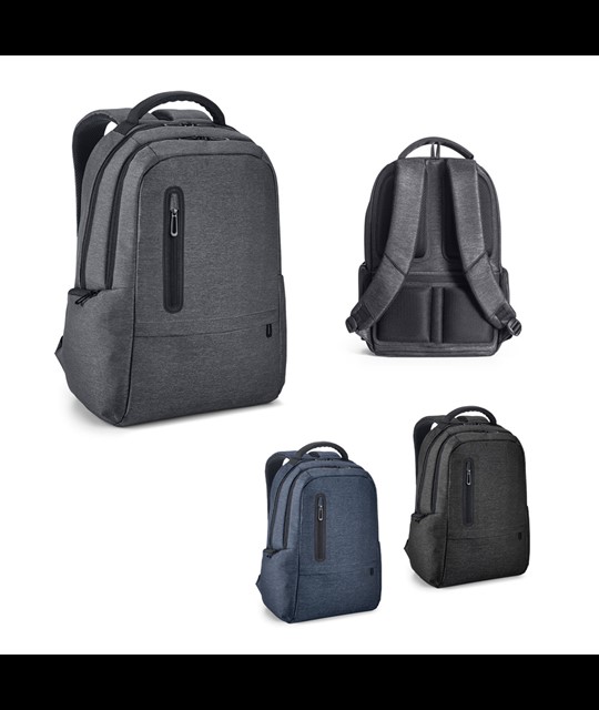 RE-BOSTON. 2Tone recycled nylon waterproof laptop backpack with 210D recycled polyester compartment