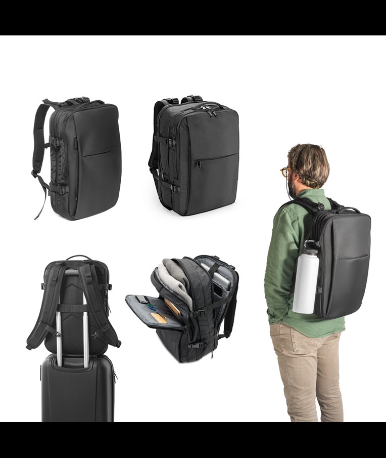 DALLAS. High-density recycled 600D polyester travel backpack for 17'3" laptop