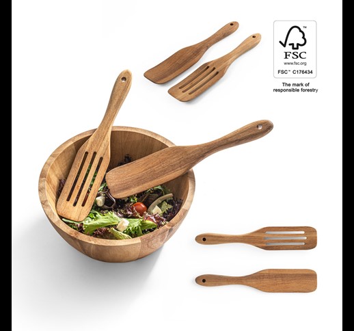 BATALI. Set of two cutlery sets in acacia wood