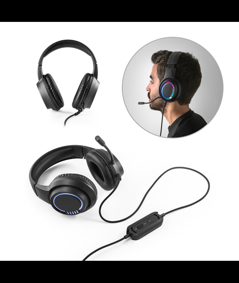 Thorne Headset RGB. ABS headphones with 2m cable, microphone and RGB LED lights