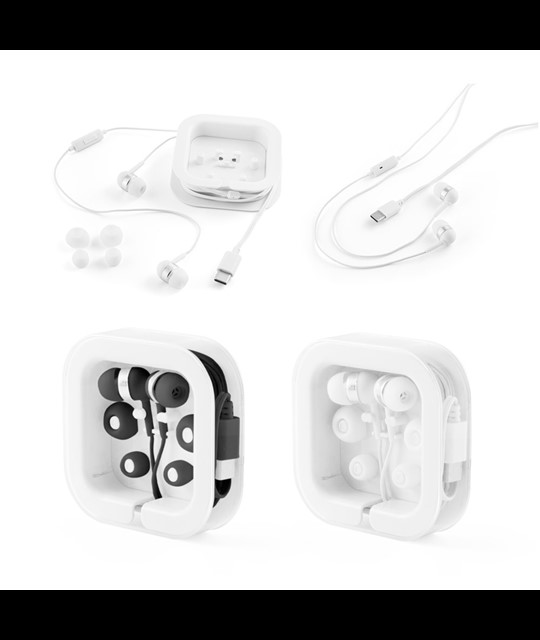 PRESLEY. Earphones with 1'2 metre USB-C cable and built-in ABS microphone