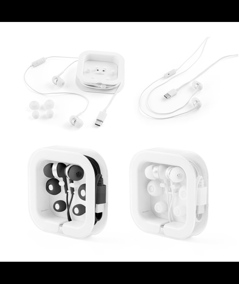 PRESLEY. Earphones with 1'2 metre USB-C cable and built-in ABS microphone