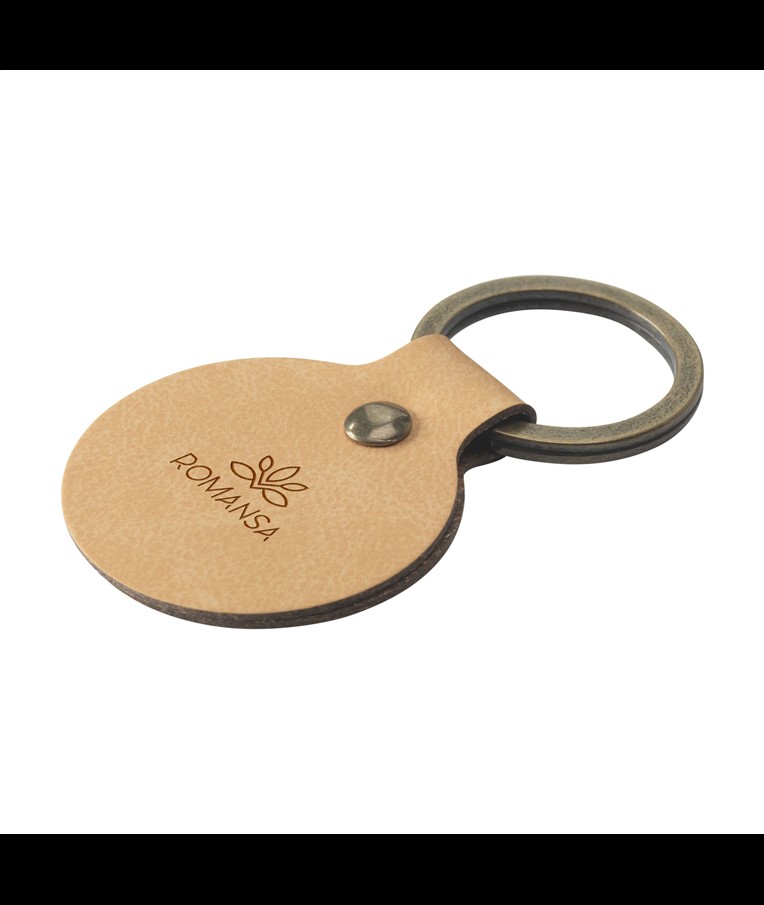 Recycled Leather Keyring Round