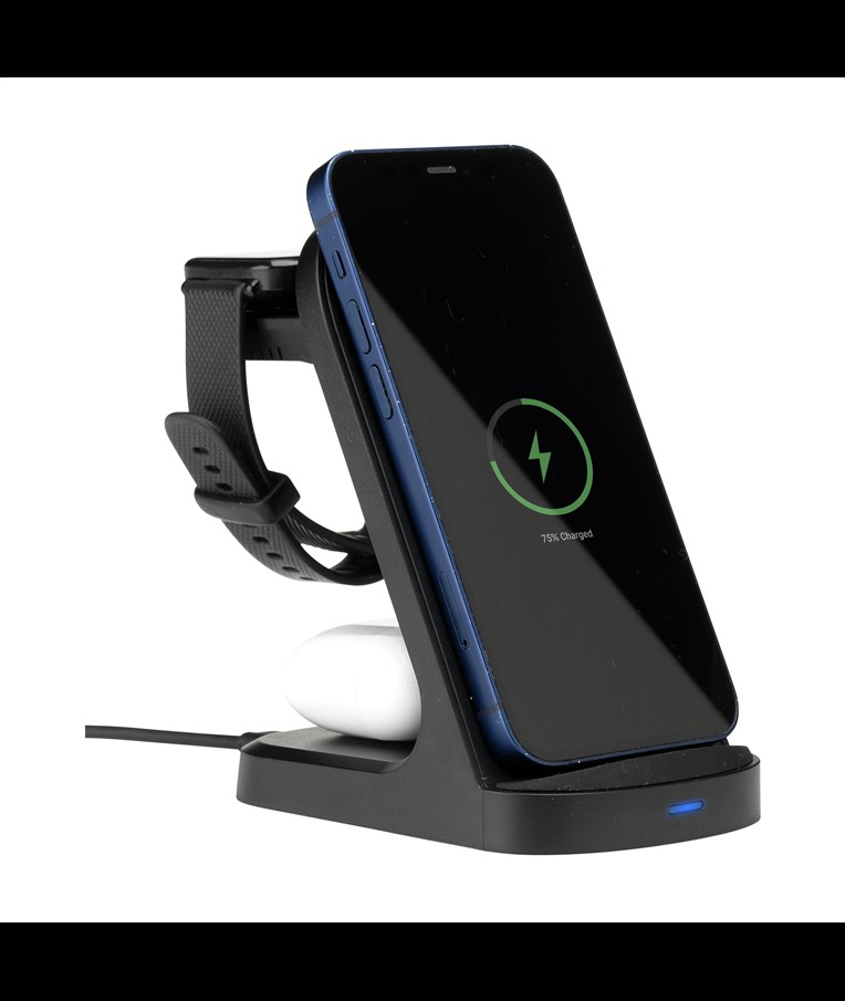 Triple-Up RCS Recycled ABS Wireless Charger Stand