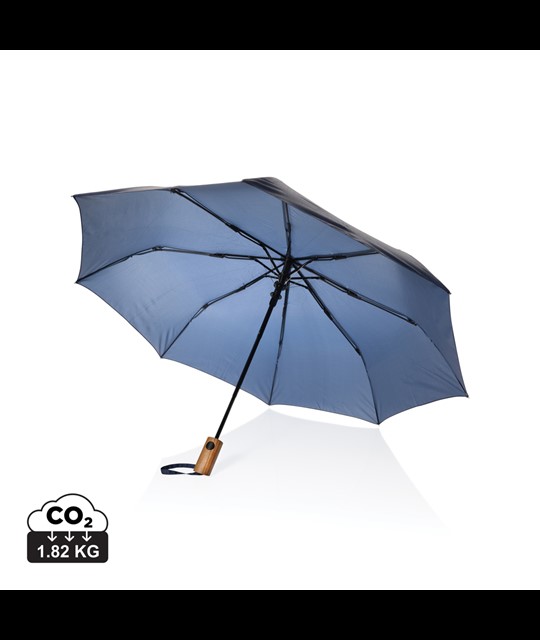 Kaycey 21&quot; AWARE™ RPET mini dežnik z avtomatskim odpiranjem iz akacijevega lesa