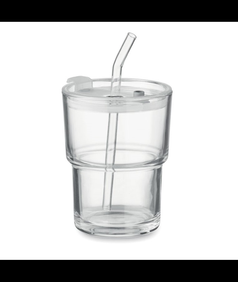 SIP - Glass tumbler with straw 400ml