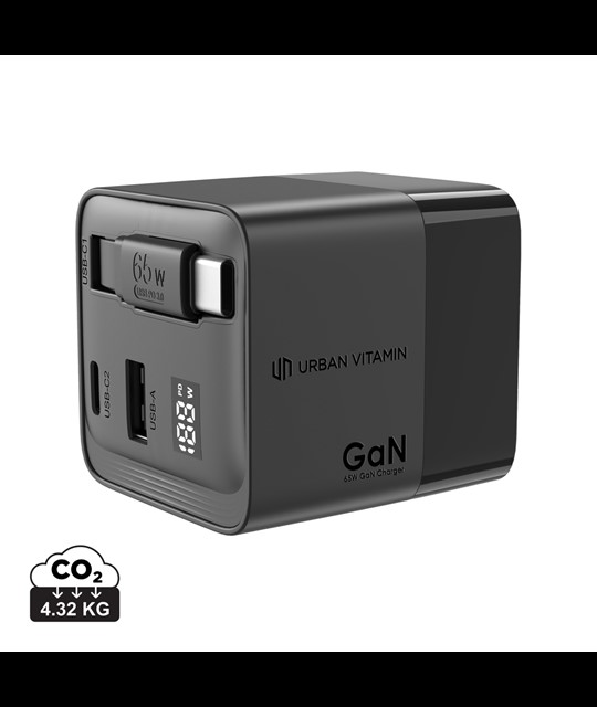 Urban Vitamin Mendocino 65W GaN charger retractable cable