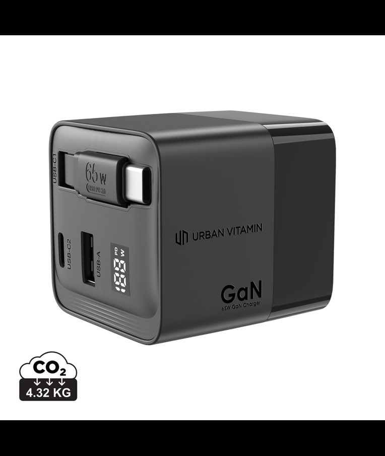 Urban Vitamin Mendocino 65W GaN charger retractable cable