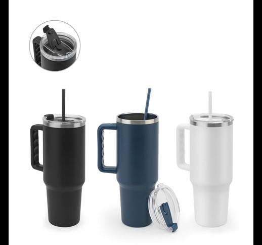JOYNER XL. Large stainless steel travel cup (91% recycled) with vacuum insulated double wall and a matt finish 1300 mL