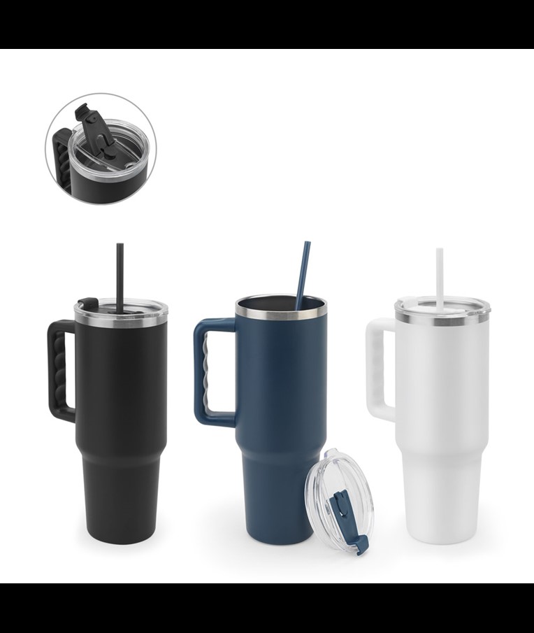 JOYNER XL. Large stainless steel travel cup (91% recycled) with vacuum insulated double wall and a matt finish 1300 mL