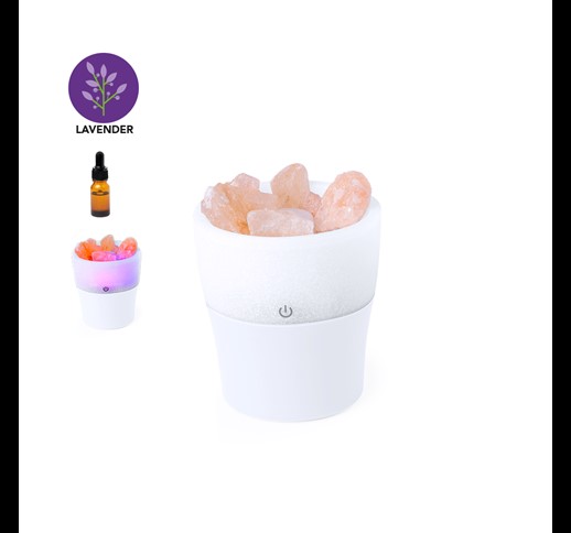 Air humidifier with Himalayan salt aroma diffuser.