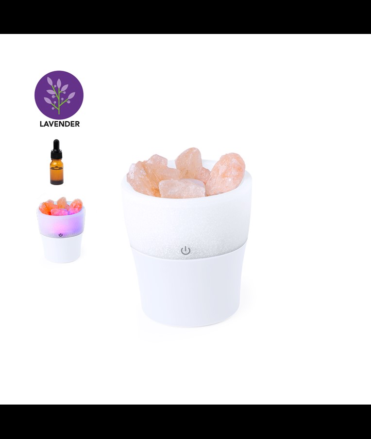 Air humidifier with Himalayan salt aroma diffuser.