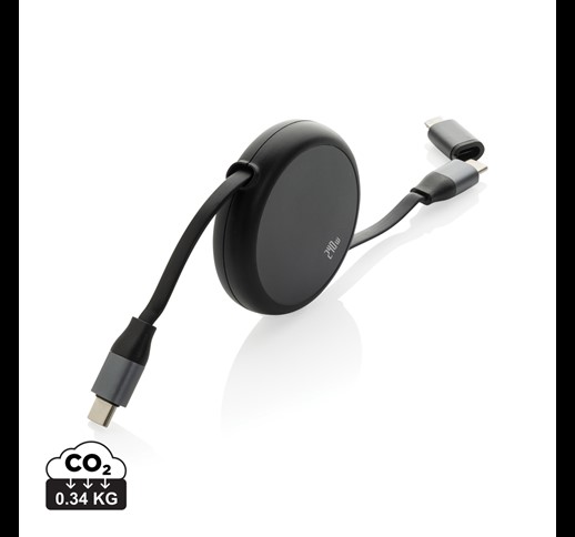 Terra RCS recycled aluminium retractable 240W 2-in-1 cable